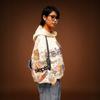 Unisex Retro Stamp Print Zip-Up Hoodie With Embroidery Pocket Loose Fit Streetwear Sweatshirt Fall