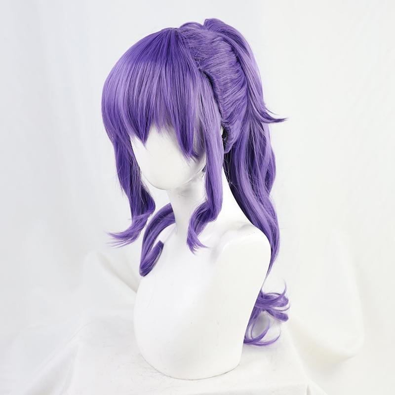 Asahina Mafuyu Cosplay Wig Purple Long Curly Temples Ponytail Heat Resistant Hair Role Play Vtuber Wigs