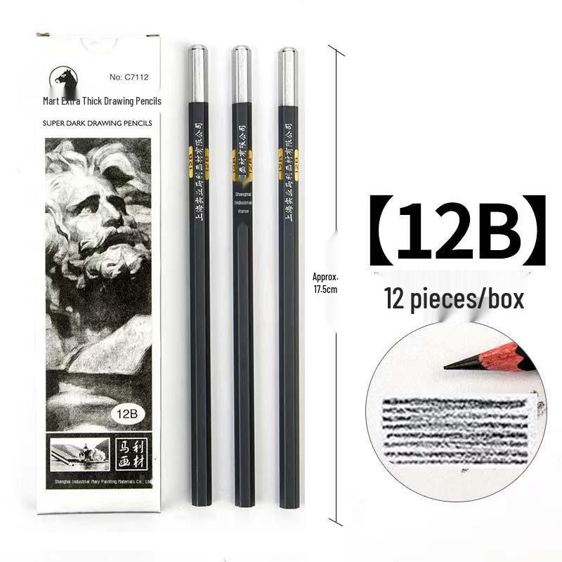 Mali Brand Charcoal Sketch Pencil Set - Includes 2B, 4B, 6B, 8B for Art Students