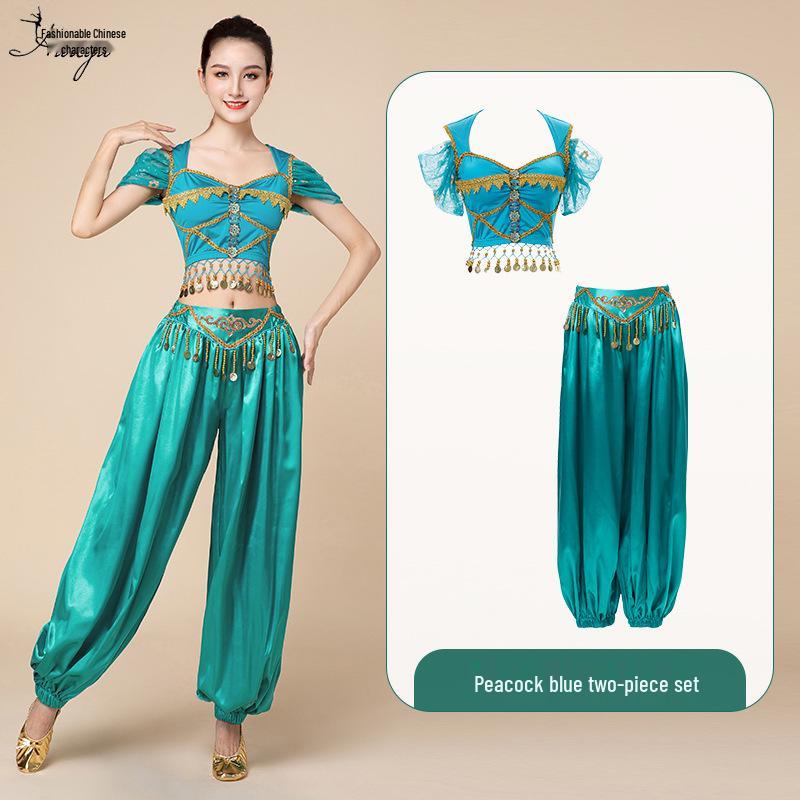Costume de Danse du Ventre Exotique Princesse Jasmine d'Halloween pour Adultes