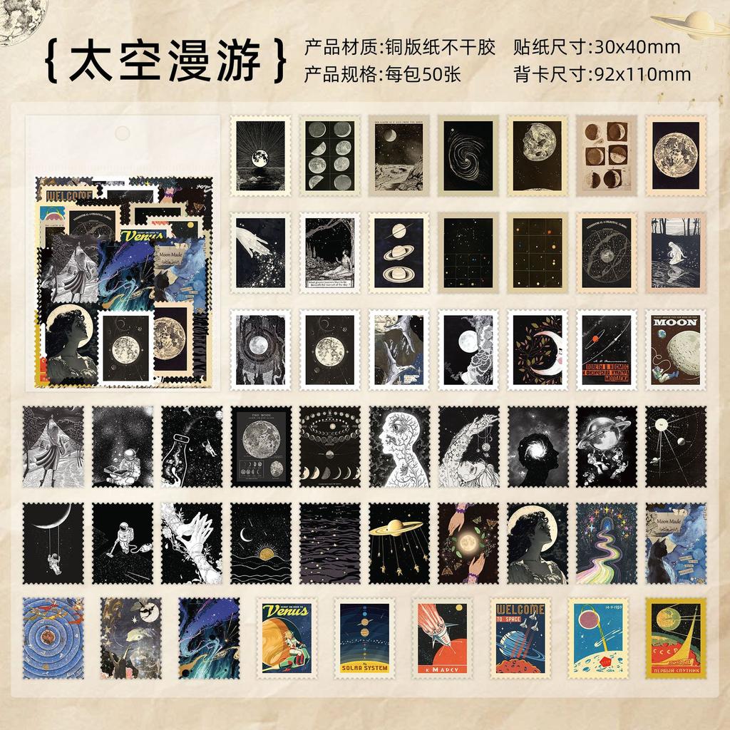 50 pcs Vintage Stamp theme Stickers pack Creativity Decorative Diary Album Scrapbooking material Craft Supplies