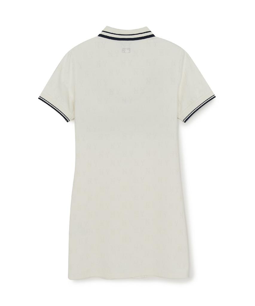 Emelbi Women'S Classic Monogram Tone-Tone Jacquard Collar Dress Ny (Ivory)