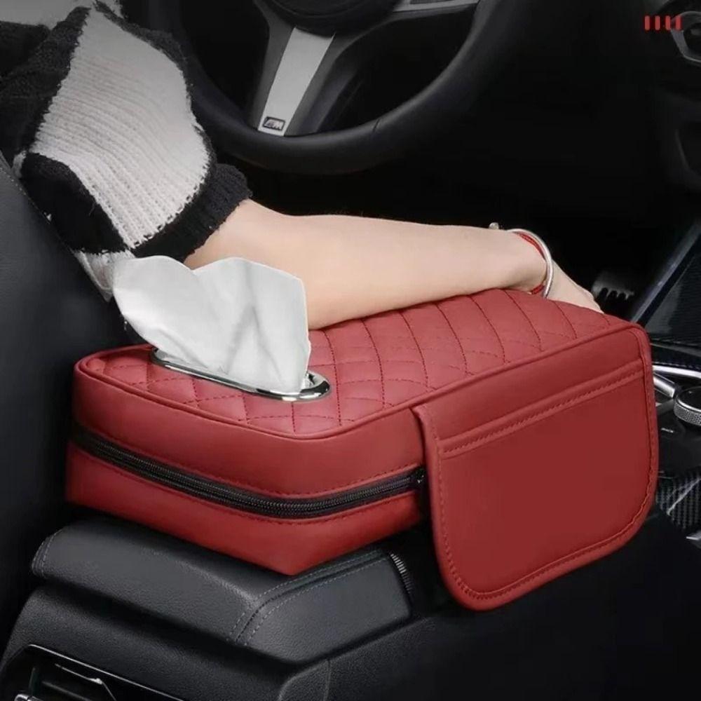 Universal Car Armrest Cover Elbow Rest Arm Rest Protector Mat Car Armrest Pad with Tissue Box  Auto