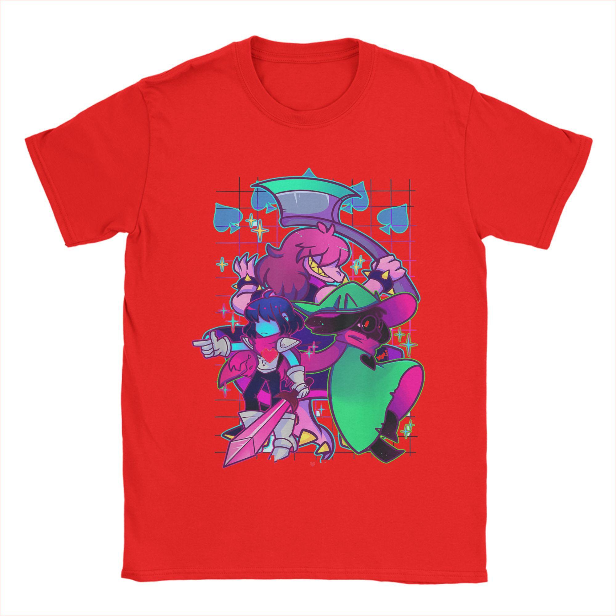 Игровые футболки Deltarune для мужчин  Повседневные футболки 100% хлопок Круглый вырез Короткий рукав Футболки 4XL 5XL Топы S