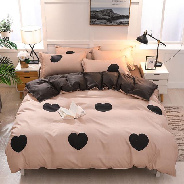 Fashion Bedding Set White Green Double Bed Linens Quilt Duvet Cover Pillowcase Queen Size Flat Sheet Classic Grid for Girl Boy