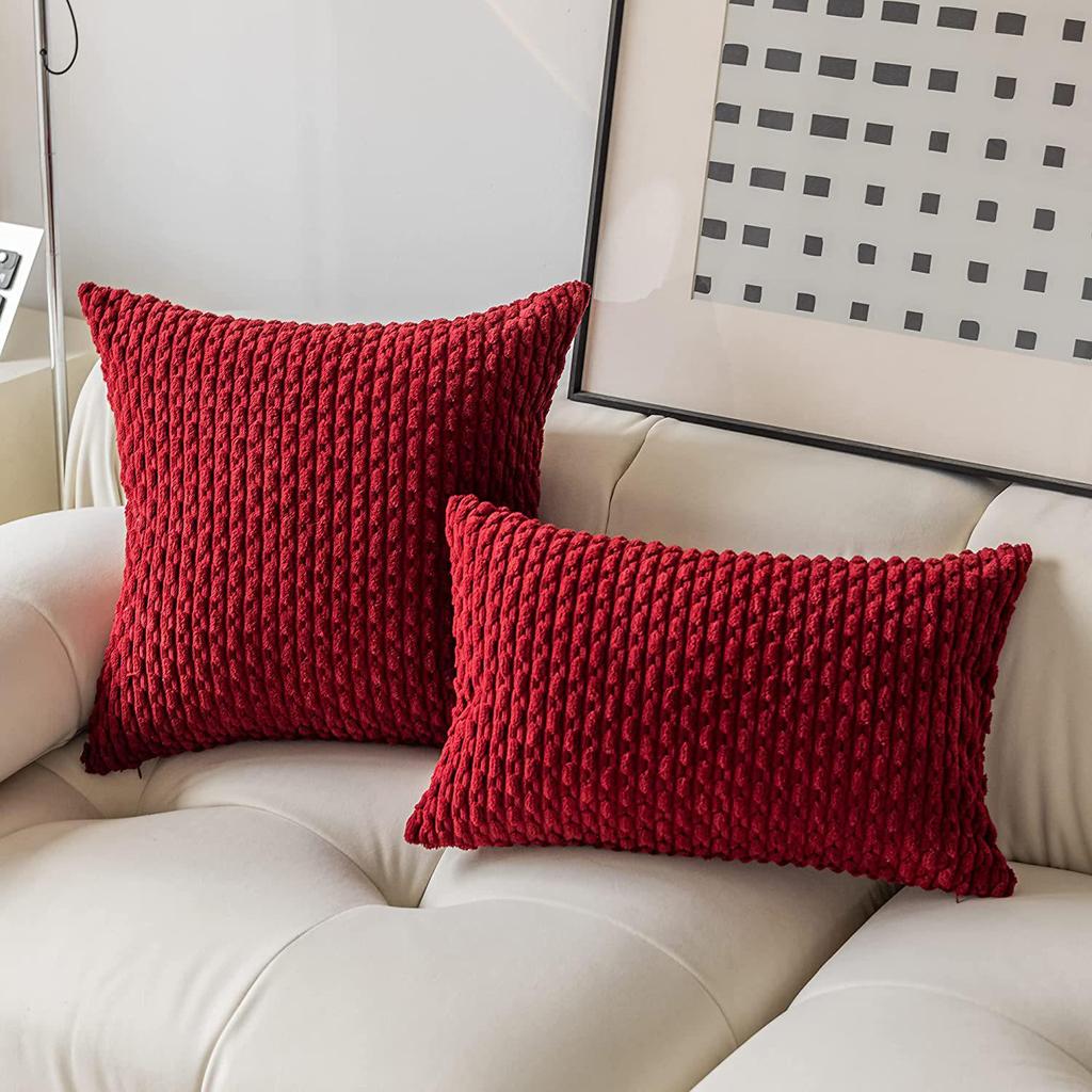 European Style Corduroy Lumbar Throw Pillow Cover for Home and Bedroom Decor.