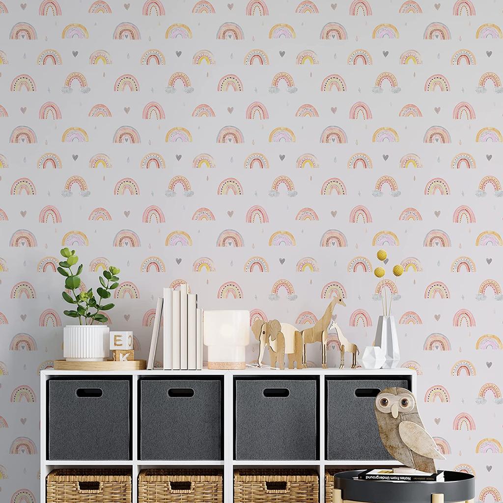 Modern Rainbow Peel and Stick Wallpaper Watercolor Self Adhesive Wallpaper Removable Contact Paper for Cabinets Drawers Decor