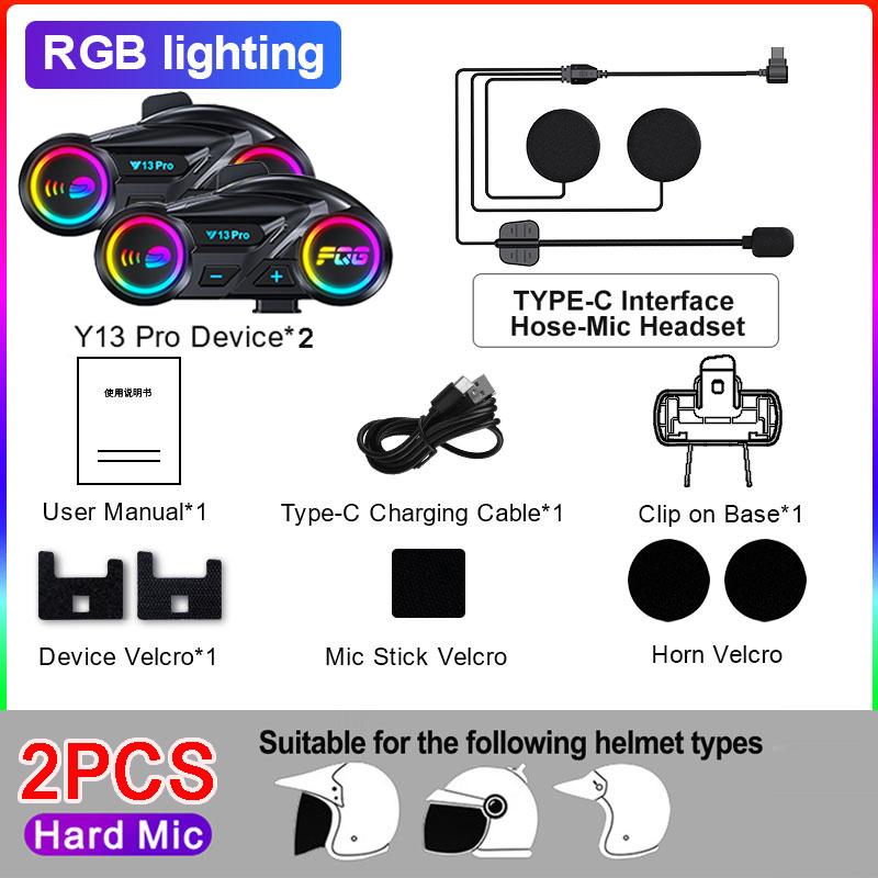 Motorcycle Helmet Intercom 500M V6.0 Bluetooth Interphone FM & Music Share Headset Handsfree Call Noise Reduction Waterproof