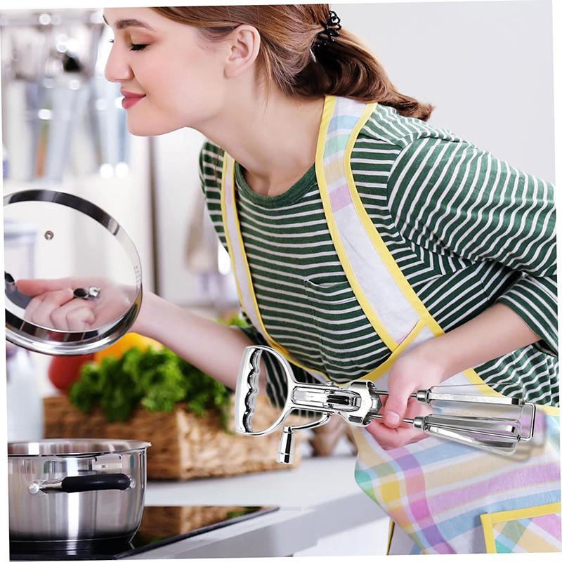 Frusta a Mano con Manovella in Acciaio Inossidabile - Mixer da Cucina a Doppia Ruota per la Cottura