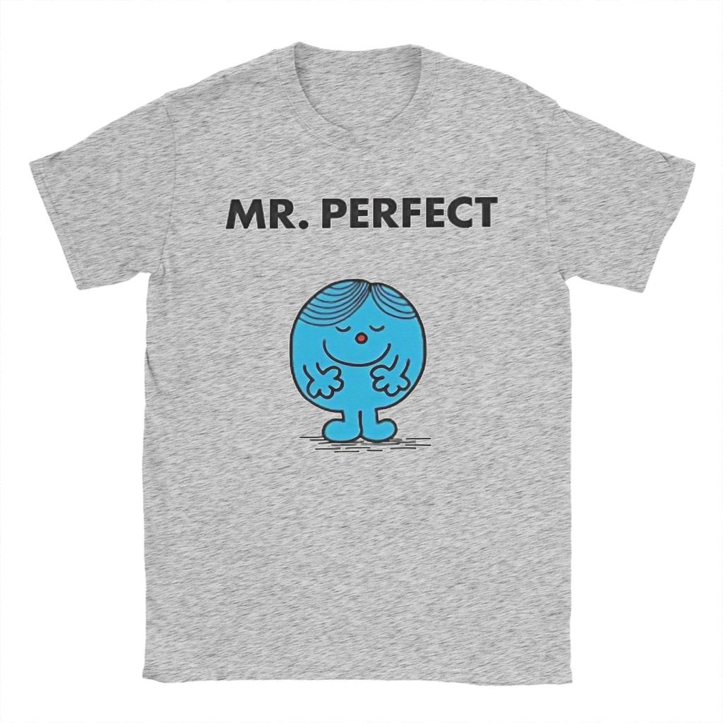 Mr Perfect Mr Men Little Miss T Shirts Men Women's Pure Cotton T-Shirts Crew Neck  Tees Short Sleeve Clothing New Arrival