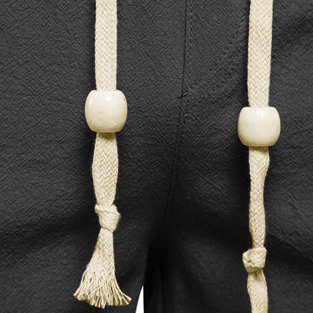 Men's Fashion Casual Color Cotton Linen Shorts Tethered Beach Sports Pants Cotton Linen Shorts