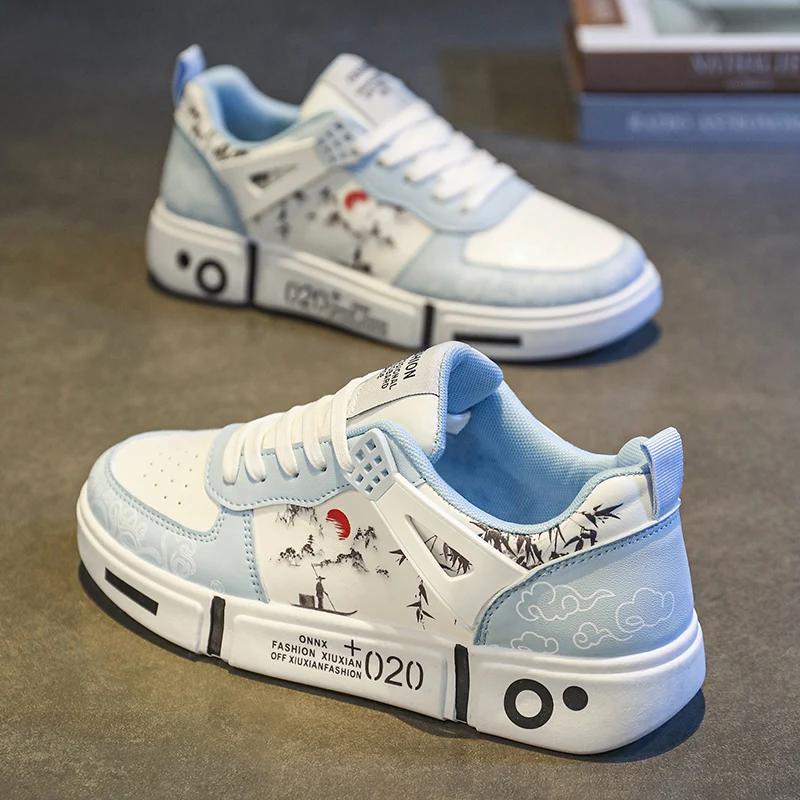 2024 Nové ležérní a módní pánské a dámské sportovní boty s graffiti, nadměrná velikost 35-44, všestranné outdoorové tenisky pro páry