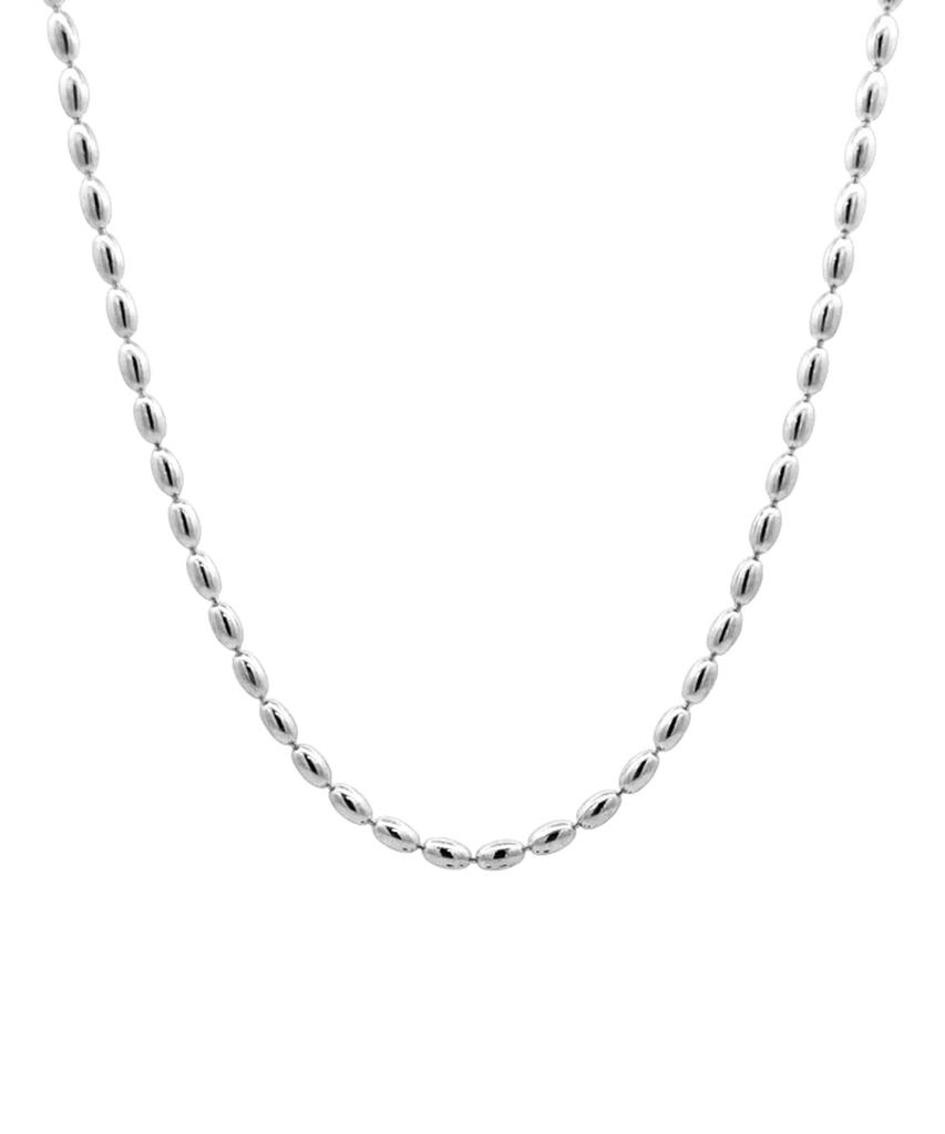 Alleun Silver 925 Rice Grain Glow Silver Ball Chain Necklace