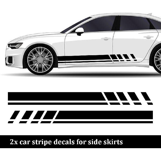 6PCS Racing Stripes For Cars - 2PCS Car Hood Decal + 2 Car Side Decals + 2 Car Mirror Stickers,Water-Resistant Stylish Car Decal Exterior CCar