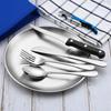 Reise-Edelstahl-Besteck Utensil Tragbares Silberbesteck-Set Camping-Geschirr mit Aufbewahrungstasche für Picknick im Freien