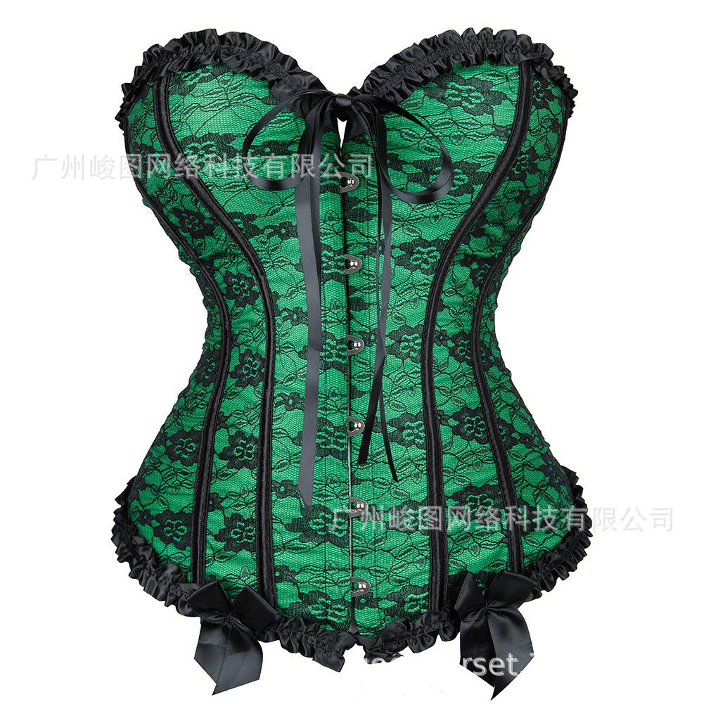 European Palace Style Lace Steel Buckle Boned Corset Body Shaper