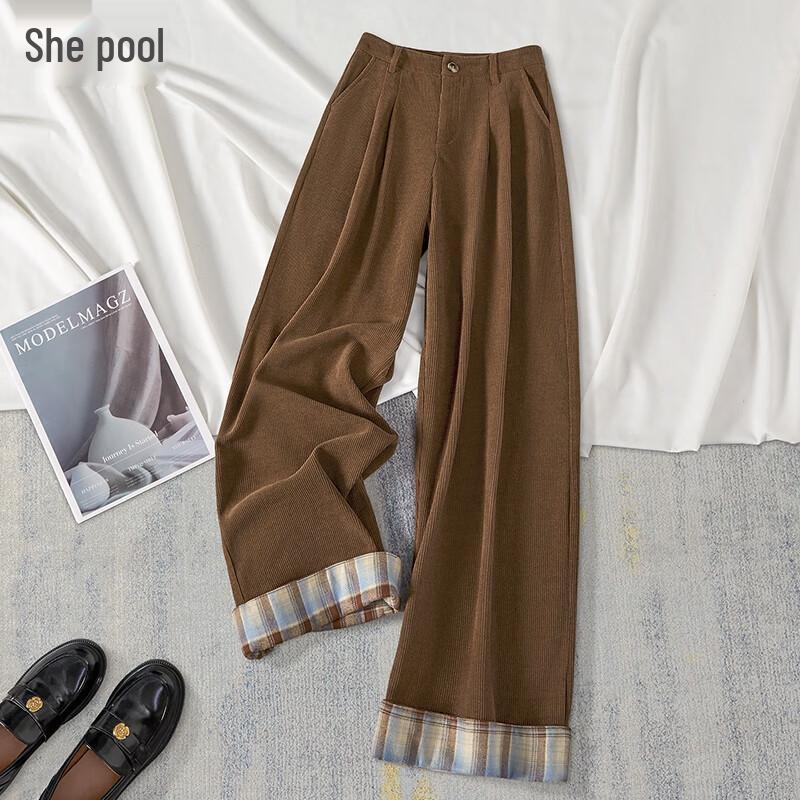 

Women s High-Waist Plaid Wide-Leg Pants M