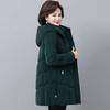 Mütterjacken Winter Damen Verdickte Jacken Daunen Baumwolle Parkas Kapuze Gesteppt Lang Taschen Mantel Mittleren Alters Weiblich Übermantel