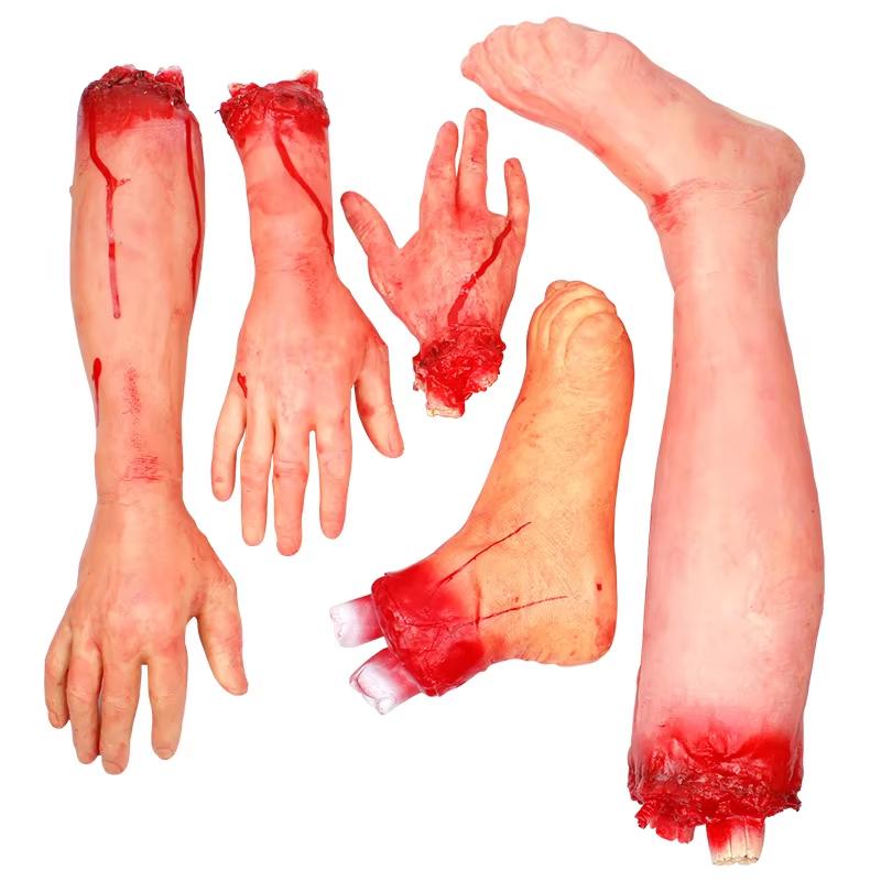 Halloween Bloody Broken Body Parts Horror Fake Hands Legs Arms  Brain Heart Props for Haunted House Bar Secret Room Party