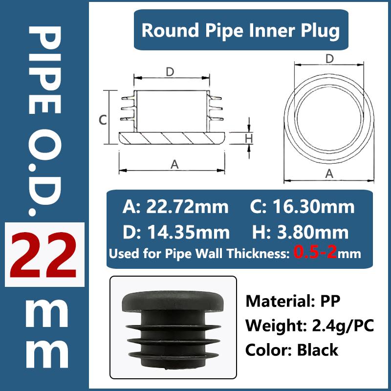 Round Plastic Inner Plug Steel Pipe End Cap Blanking Cover Anti Slip Furniture Chair Ladder Leg Protector Pad