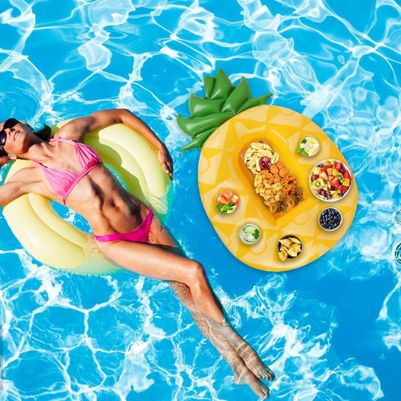Schwimmender Tisch, Sommerparty-Eimer, Ananasförmiger Becherhalter, aufblasbare Schwimmhilfe, Getränkekühler, Serviertablett für den Pool