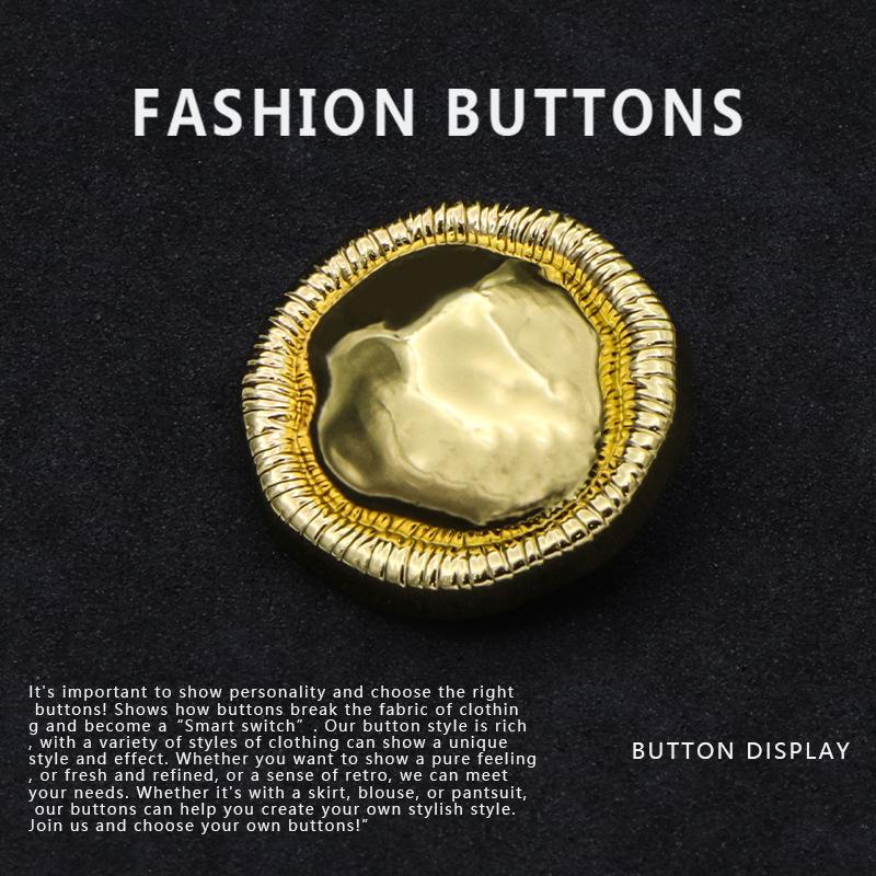 10Pcs Vintage Metal Buttons Round Gold High-End Exquisite Sweater Cardigan Top Woolen Suit Coat Buttons
