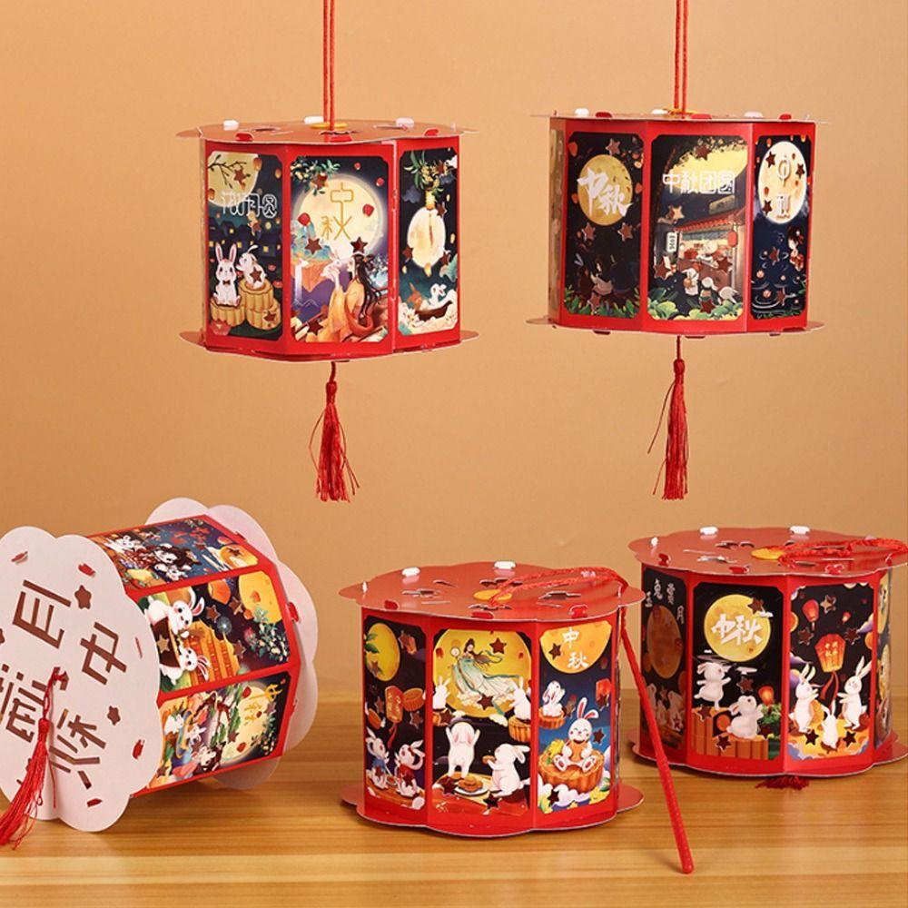 Blessing Handheld Paper Lamp Traditional LED Lantern Toys Chinese Portable Lantern  Family Activity