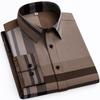Men's Fashion Long Sleeve Plaid Striped Dress Shirts Without Pocket Premium Comfortable Soft Standard-fit Easy Care Casual Shirt
