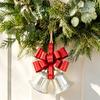 Three-Dimensional Metal Christmas Bowknot Decoration with 2 Iron Bells and Top Hanging Loop for Storefronts and Hotel Lobbies