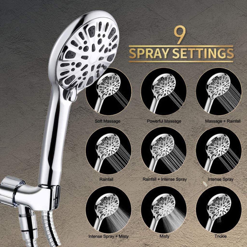 Bathroom Shower Head with Multi-function Rainfall Shower Spray. Bathroom Shower System Accessory Set of Three Pieces.