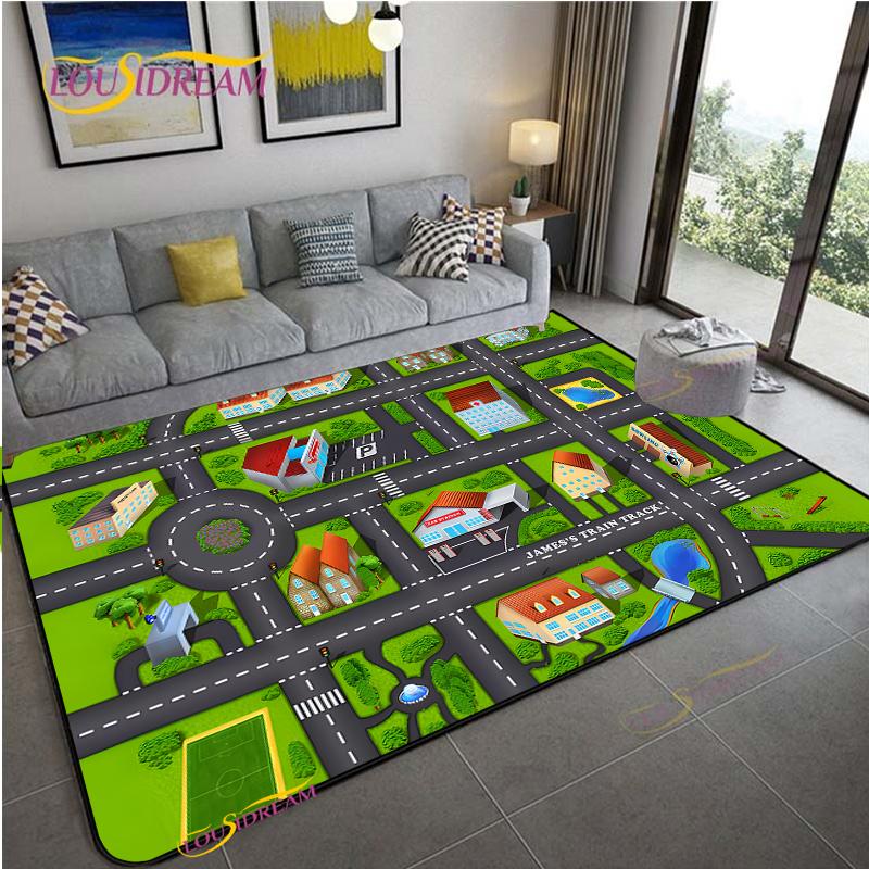 Alfombra Road Traffic Rout Map Carpet Living Room Sofa Coffee Table Bedroom Rugs Kitchen Kid Play Anti-slip Floor Mat Home Decor