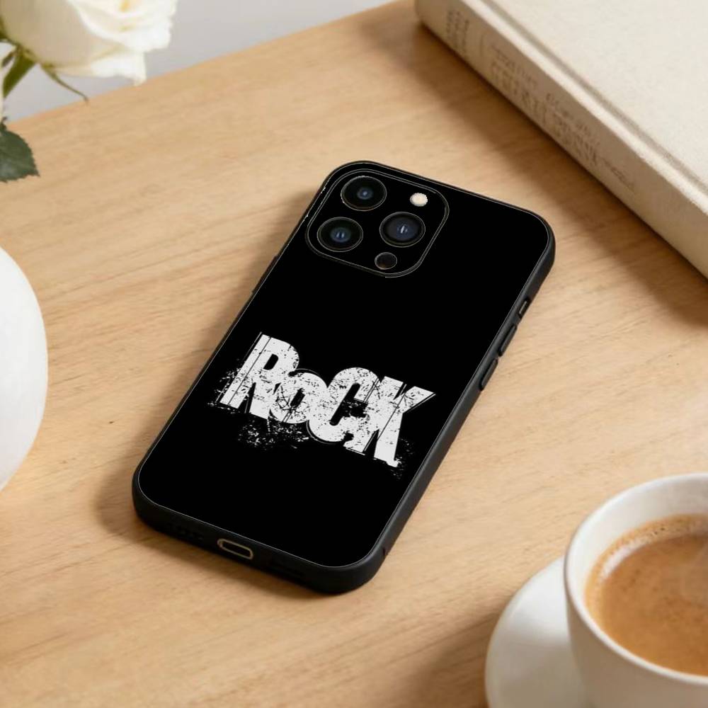 ROCKSTAR Phone Case For iPhone17,16,15,14,13,12 Plus,Max Soft Silicone Black Cover
