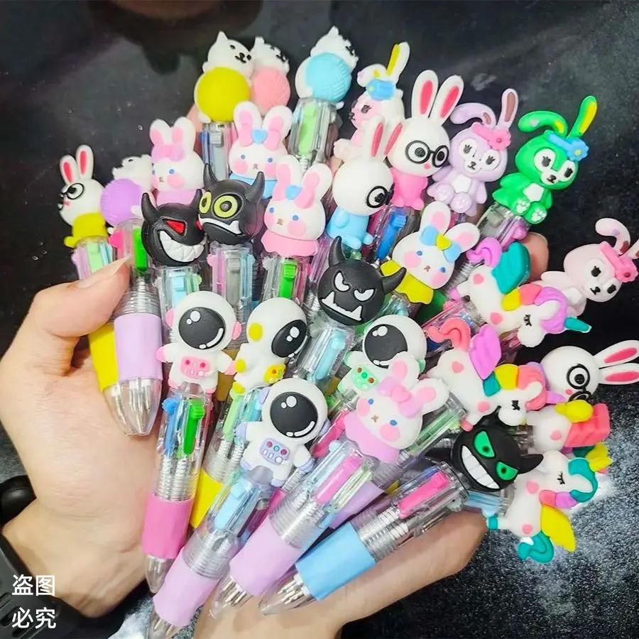 

20Pcs/Lot Kawaii Cartoon 4 Color Mini Ballpoint Pens Cute Rabbit Pony Unicorn Astronaut Four Colour Pen School Office Supplies