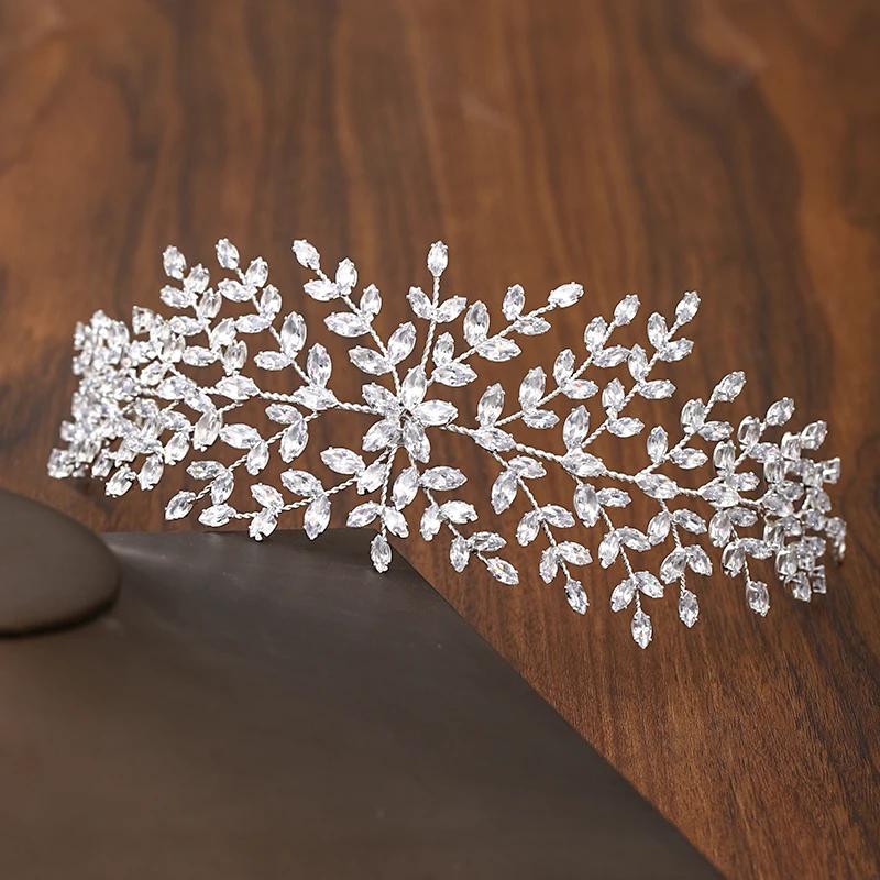 

Модные украшения для волос невесты серебряного цвета, свадебные циркониевые диадемы, женская повязка на голову, свадебные аксессуары для волос, ювелирные изделия, короны, головной убор