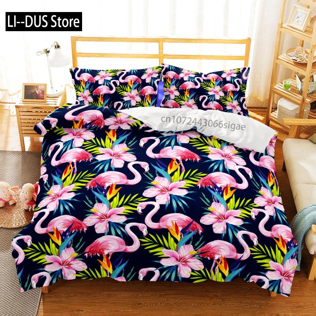 Rosa Flamingo Bettwäsche Set Einzelbett Twin Full Queen King Size Flamingo Bett Set Aldult Kinder Schlafzimmer Bettbezug Sets 3D Druck 012