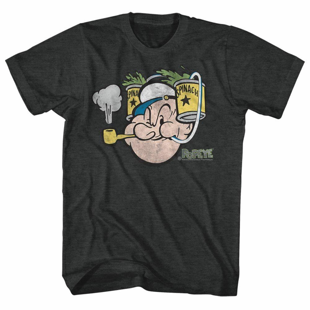Popeye Spinach Black Heather Adult T-Shirt L