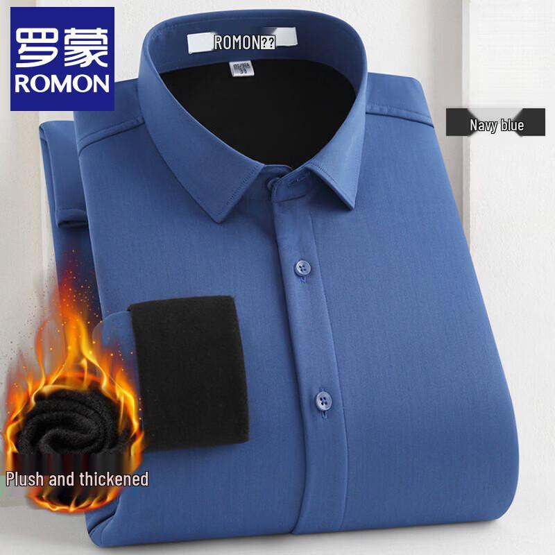 Romon Men s Fleece Lined Warm Business Casual Shirt 47