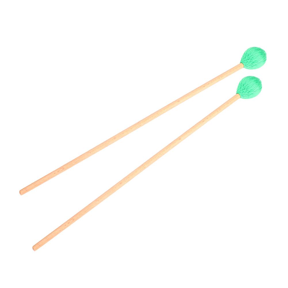 1 Pair Wool Head Keyboard Marimba Mallets with Beech Handles for Intermediate Player(Green)
