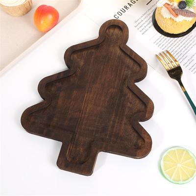 1PC Fashion Christmas Tray Xmas Tree Christmas Hat Wooden Plate Snack Platter Dessert Tray Candy Dish Snack Dessert