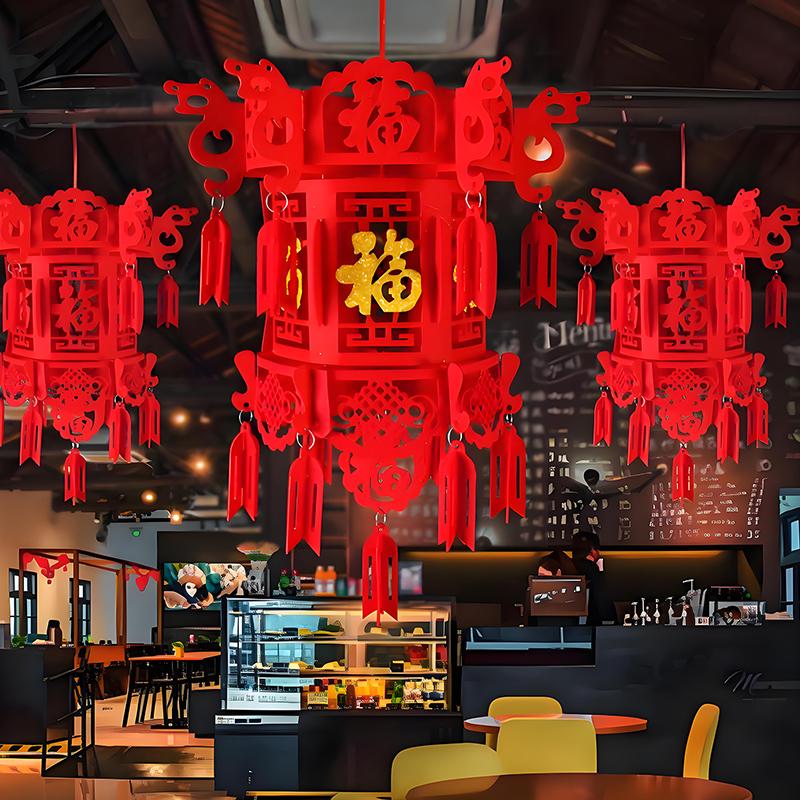 Čínské červené papírové lucerny Festivalové dekorace Oslavné potřeby Vodotěsné Různé velikosti Pro Rok