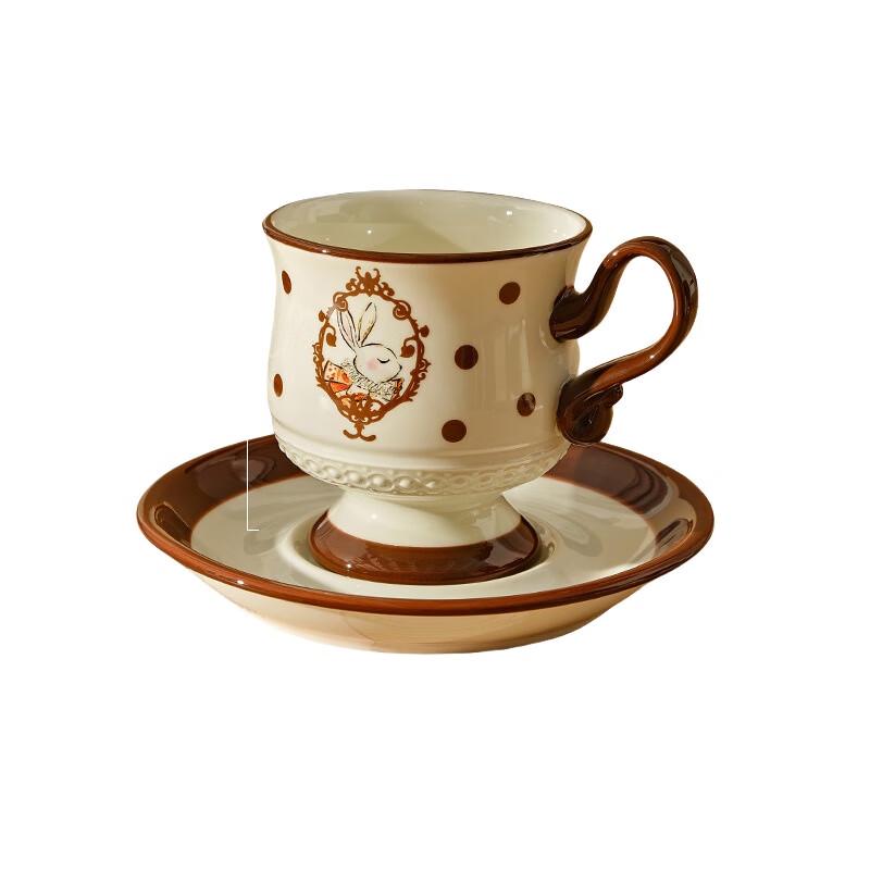Duo Li Rabbit Ceramic-Style Tea Cup with Saucer Set