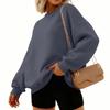 Women's Fashion Long Sleeve Solid Color Round Neck Loose Pullover Sweater Top
