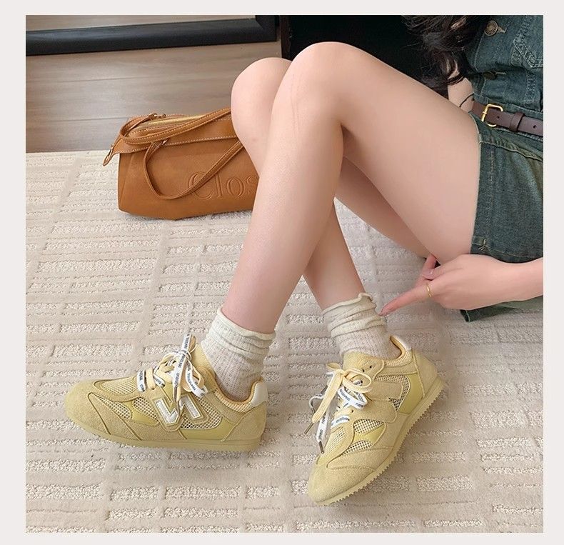 Flat-bottomed Retro German Training Shoes for Women's New Summer Breathable Thin Casual Versatile Mesh Shoes for Women