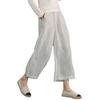 2Women's Linen Cotton Elastic Waist Wide Leg Casual Pants