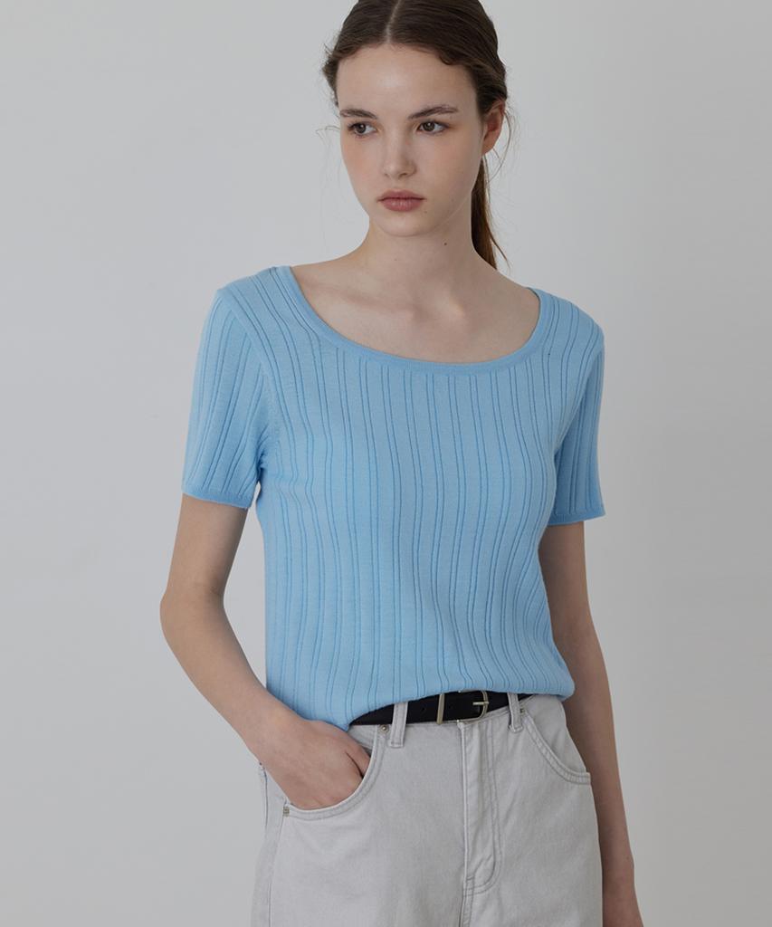 Kwinseulaebis Square-Neck Lace-Up Back Knit Top_3Colors
