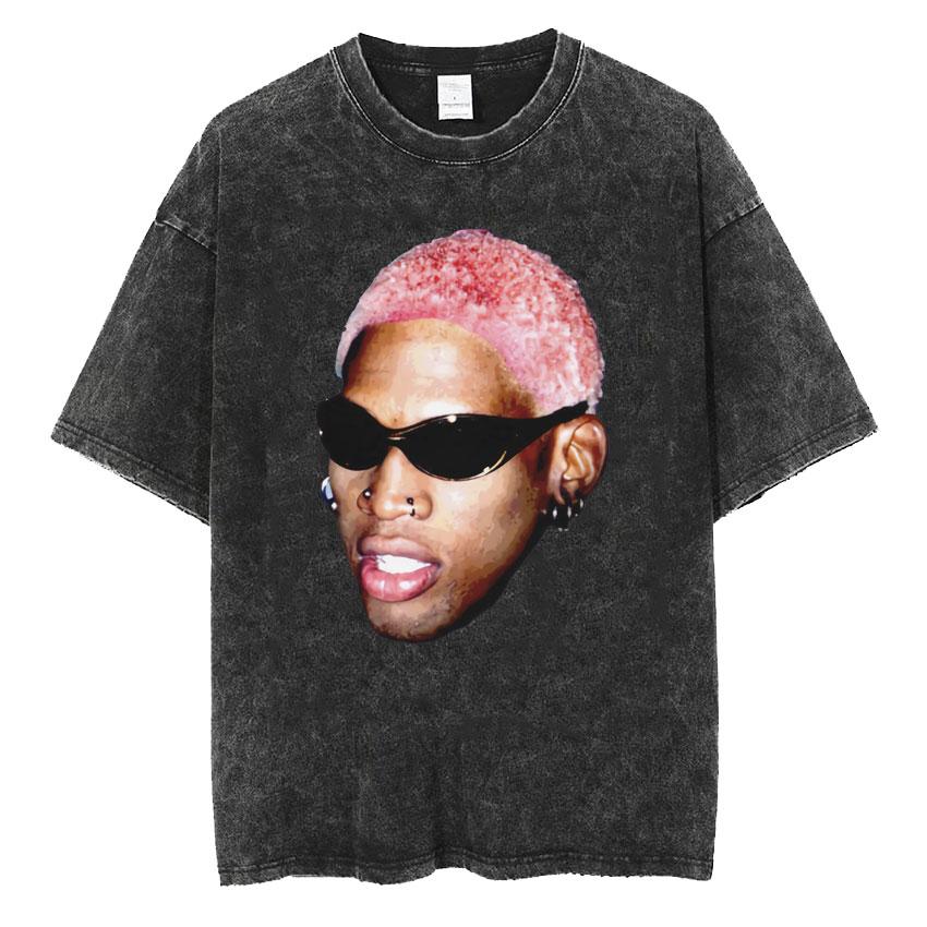 New Arrival Mens Clothes Washed Tee Shirt TShirts Men Tshirt for Men Ropa Hombre Dennis Rodman Classic Rare Black Homage
