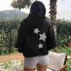 American Style 2025 Hooded Sweatshirt with Silver Stars - Casual Loose Pullover Outerwear