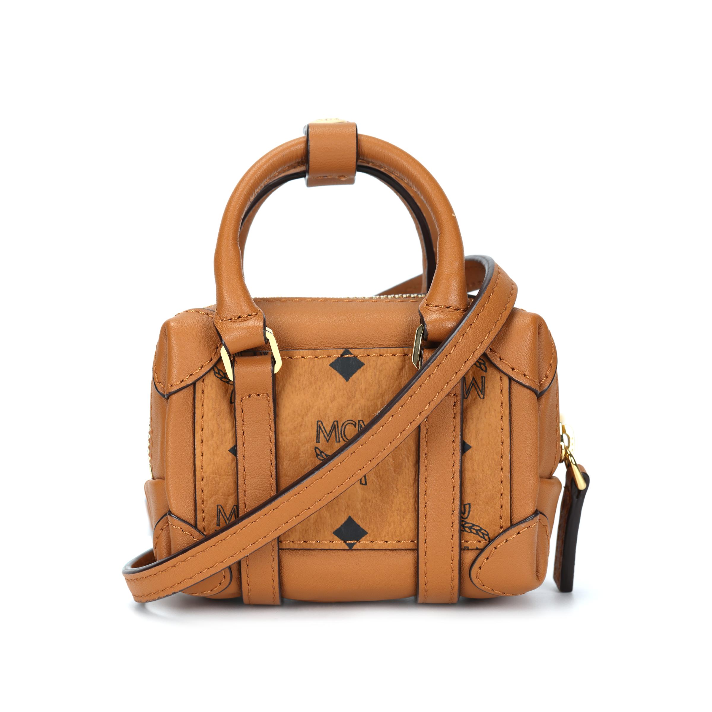 

MCM Cognac Visetos Monogram Mini Crossbody Bag with Top Handle & Detachable Strap for Daily & Casual Use Basic Set (Bag+Dust Bag)