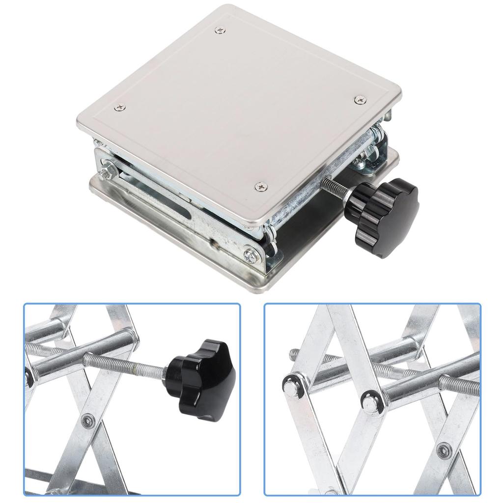 Aleawol Lab Jack Lifting Platform for Laboratory Use, 200x200x280mm, Stainless Steel Mini Workbench, Height Adjustable, Non-Slip, 15kg Load Capacity