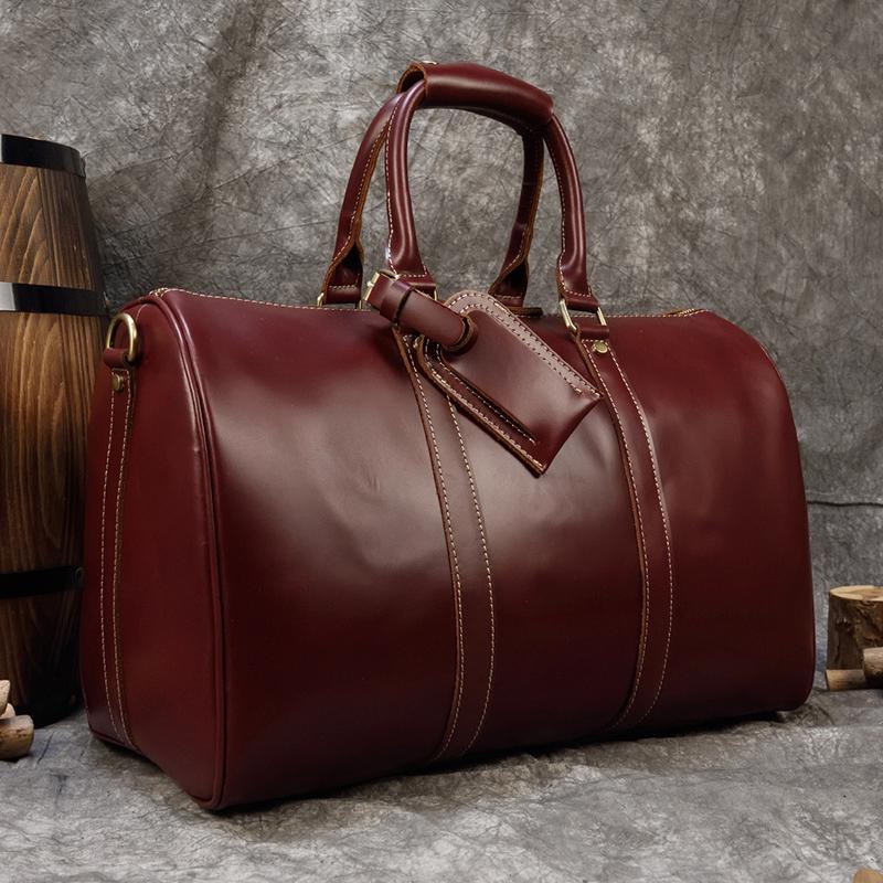 Fashion Vintage Leather Travel Hand Luggages Men's Duffle Handbags Travelling Business Tote Bag Brand Designer Bag For Men Gift